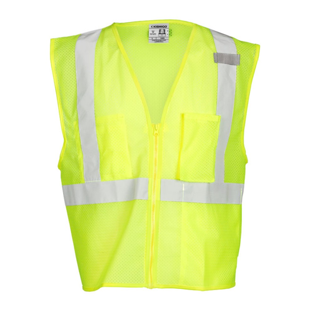 Kishigo 1085 3 Pocket Zipper Mesh Vest [Lime]