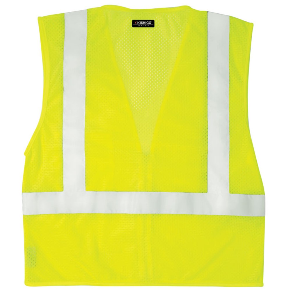 Kishigo 1089 Single Pocket Zipper Mesh Vest [Lime]