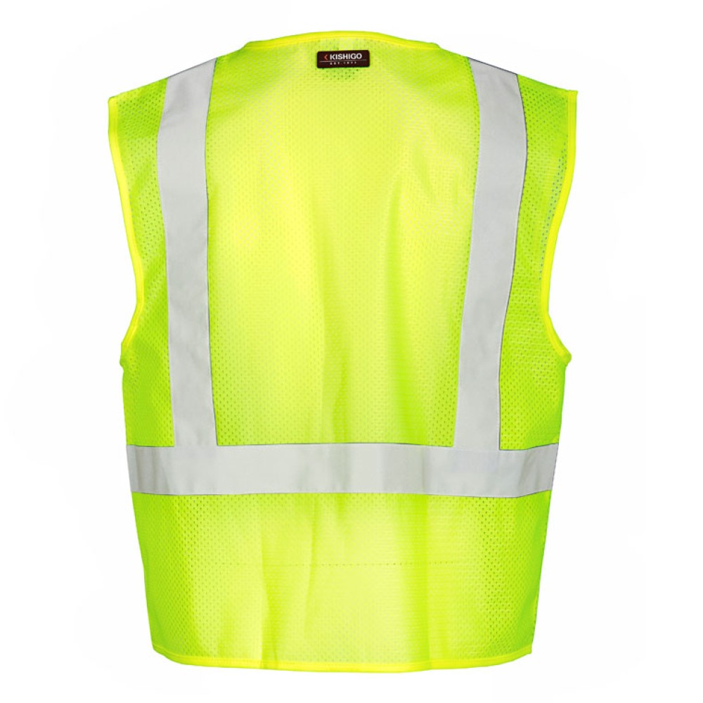 Kishigo 1089 Single Pocket Zipper Mesh Vest [Lime]