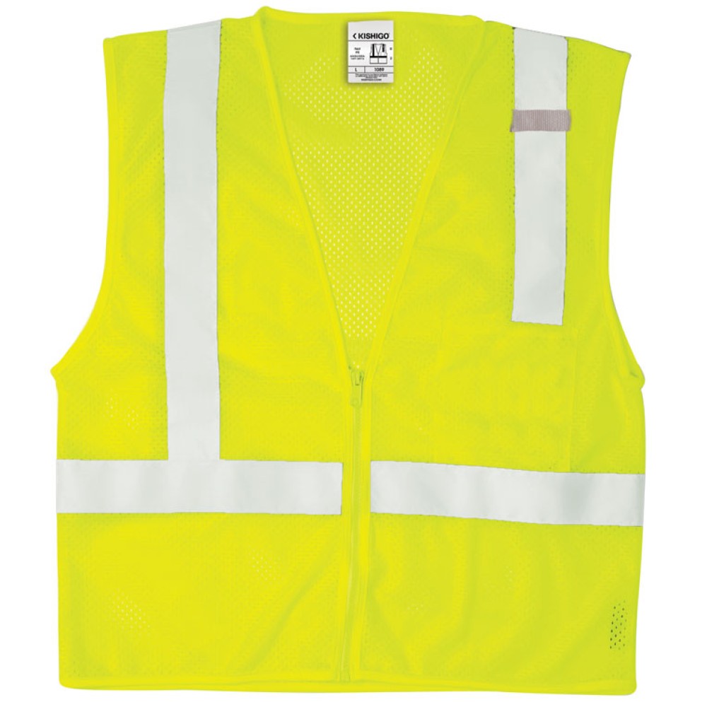 Kishigo 1089 Single Pocket Zipper Mesh Vest [Lime]