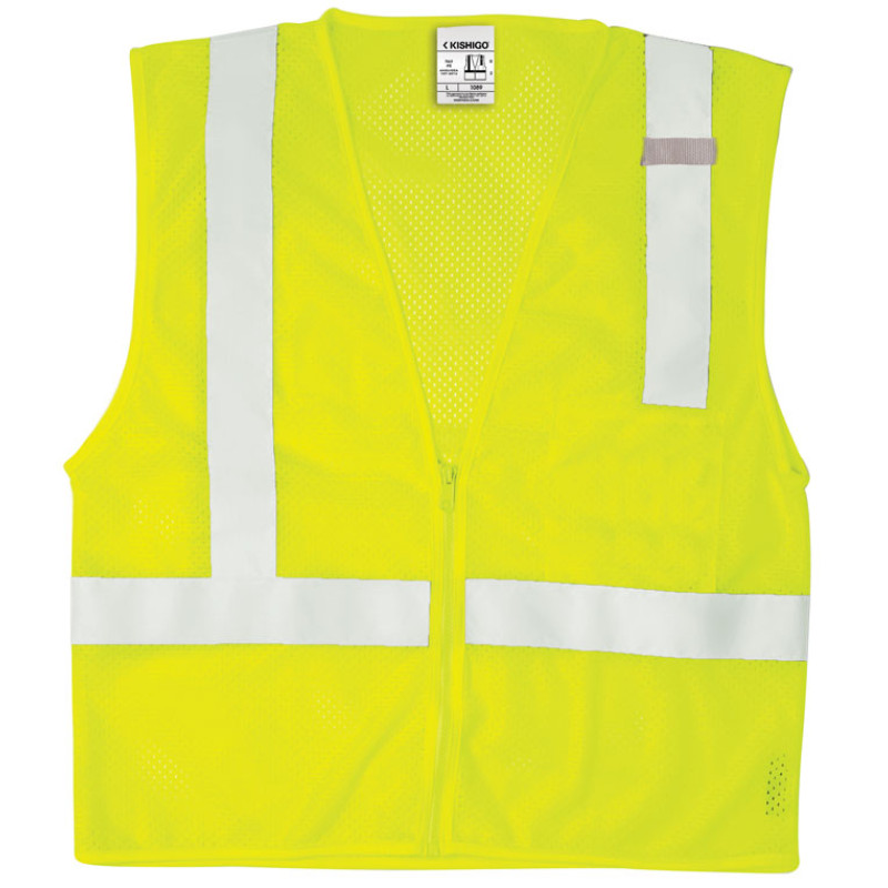 Kishigo 1089 Single Pocket Zipper Mesh Vest [Lime]