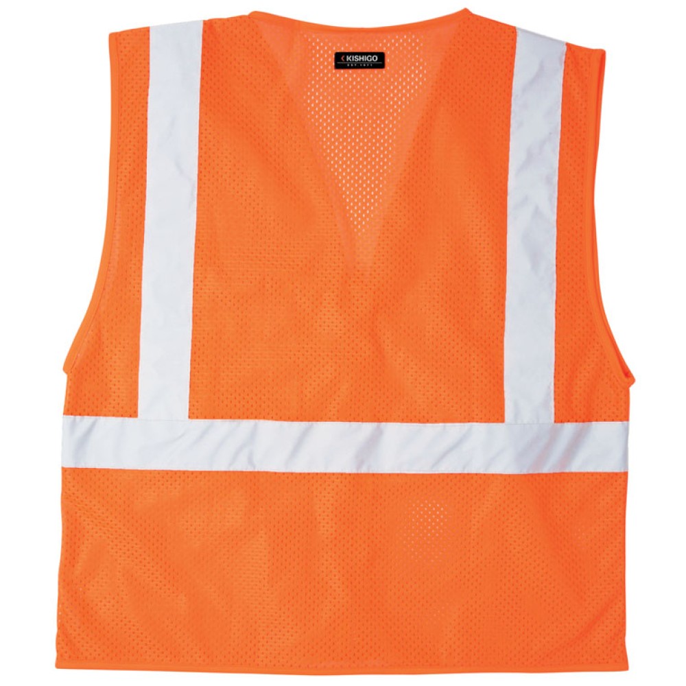 Kishigo 1089 Single Pocket Zipper Mesh Vest [Orange]