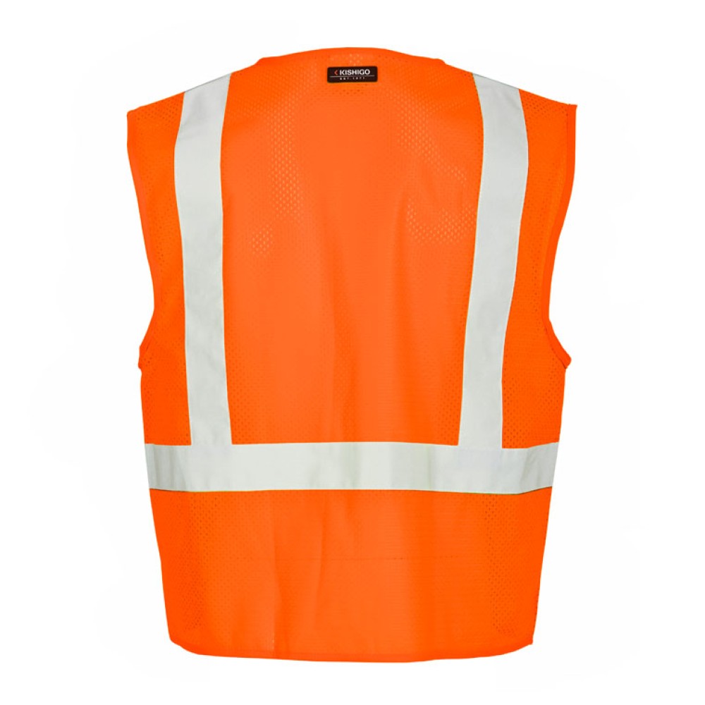 Kishigo 1089 Single Pocket Zipper Mesh Vest [Orange]