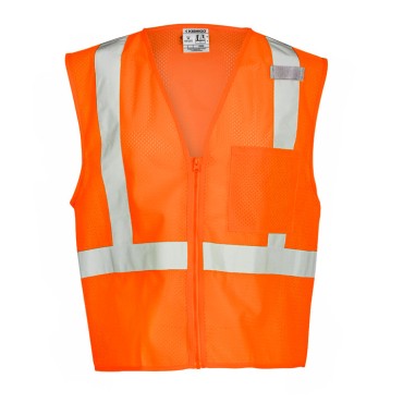 Kishigo 1089 Single Pocket Zipper Mesh Vest [Orange]