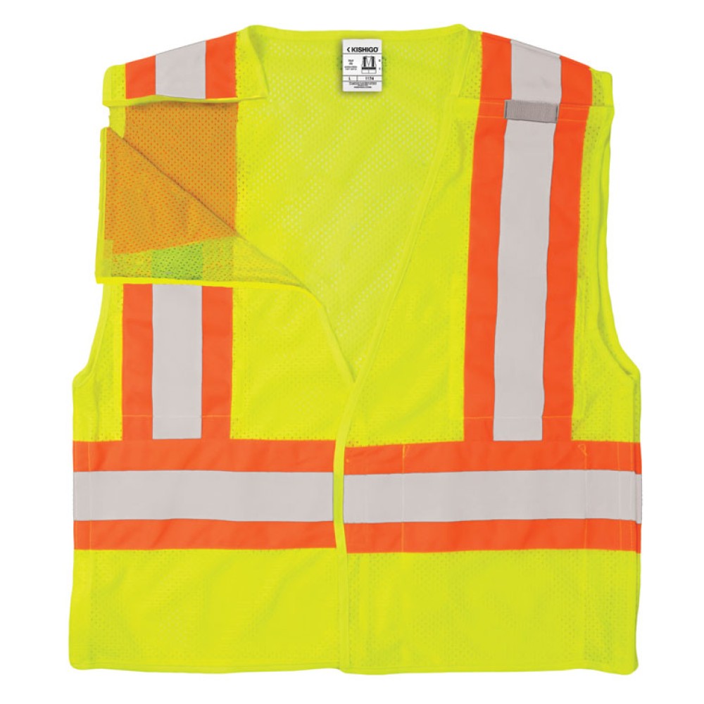 Kishigo 1174 Contrasting Mesh Breakaway Vest [Lime]