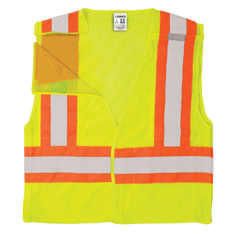 Kishigo 1174 Contrasting Mesh Breakaway Vest [Lime]