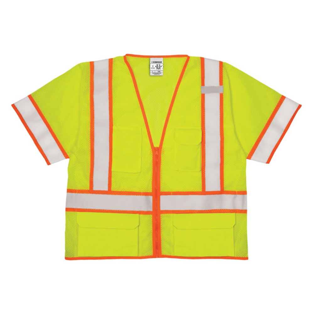 Kishigo 1242 6 Pocket Contrast Mesh Vest [Lime]