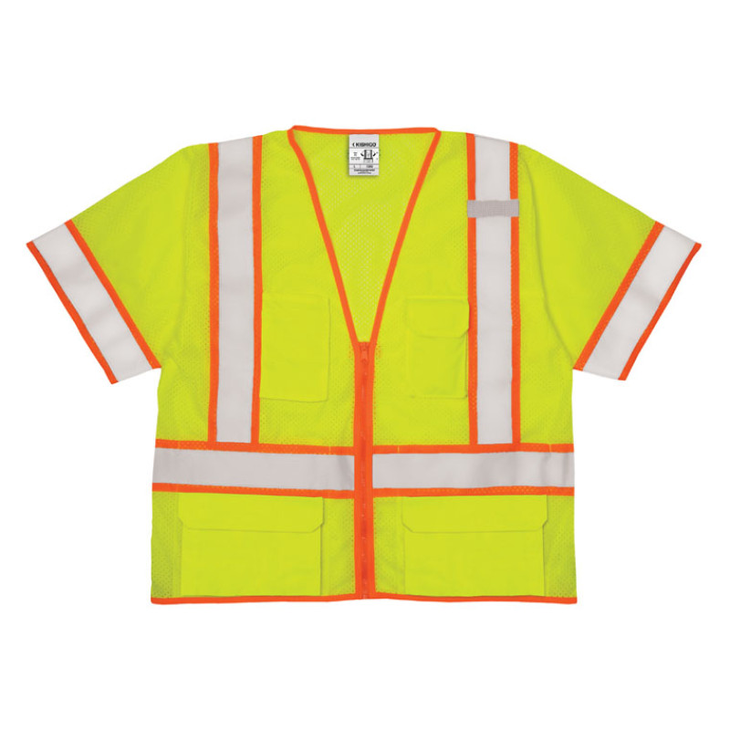 Kishigo 1242 6 Pocket Contrast Mesh Vest - Lime