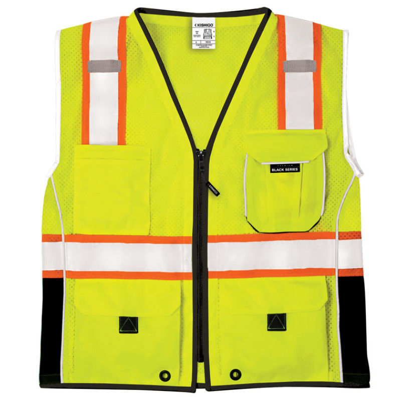 Kishigo 1513 Premium Black Series Heavy Duty Vest [Lime]