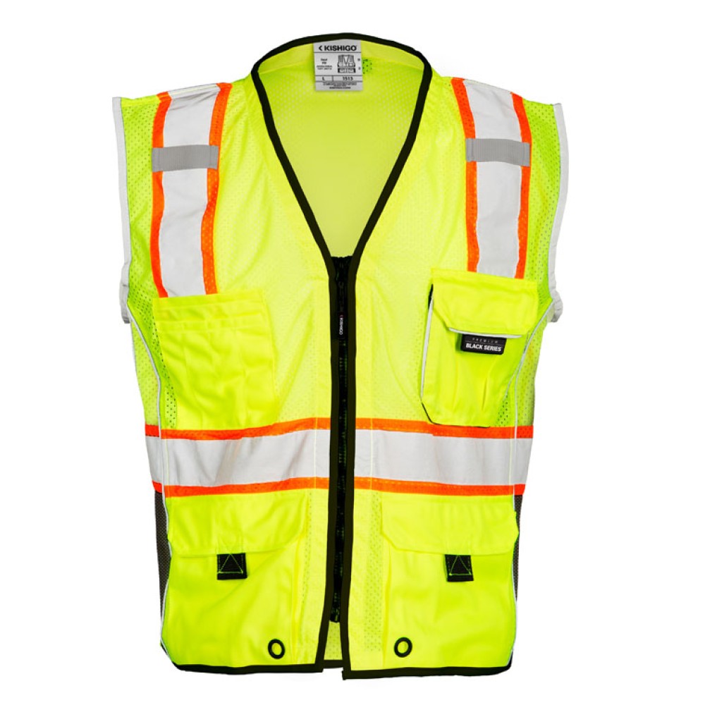 Kishigo 1513 Premium Black Series Heavy Duty Vest [Lime]