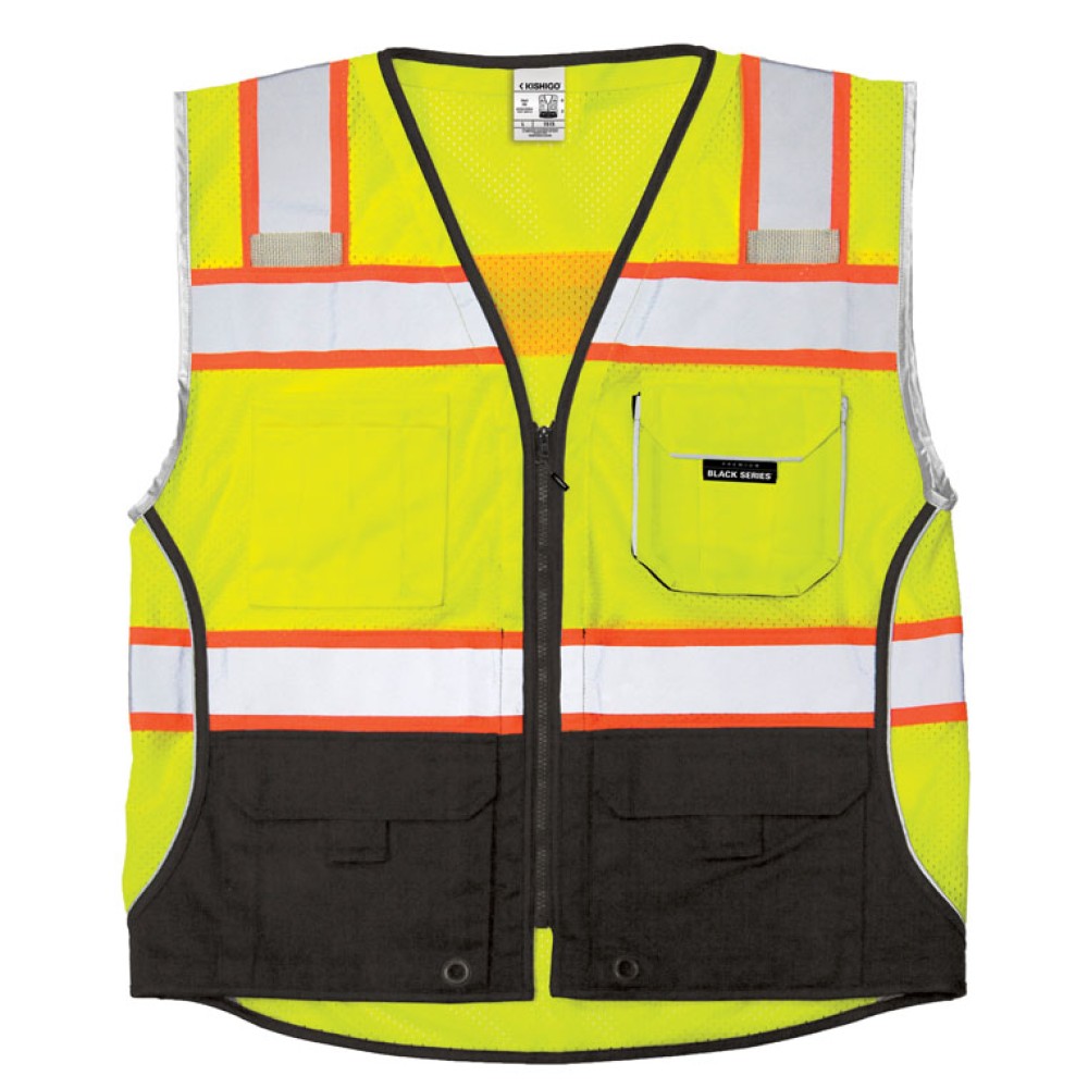 Kishigo 1515 Premium Black Series Black Bottom Vest [Lime]