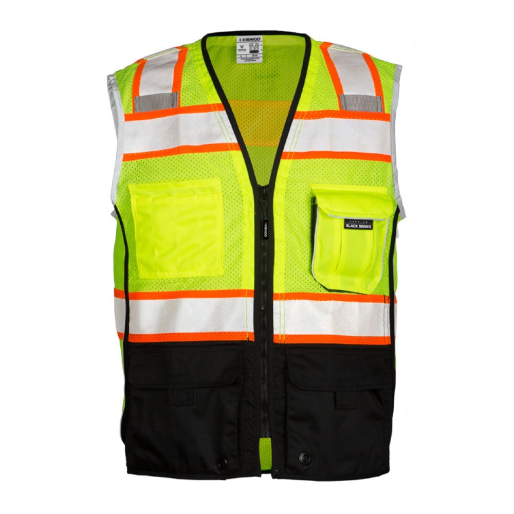 Kishigo 1515 Premium Black Series Black Bottom Vest [Lime]