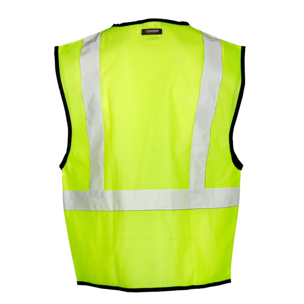 Kishigo 1519 Single Pocket Zipper Mesh Vest - Economy [Lime]