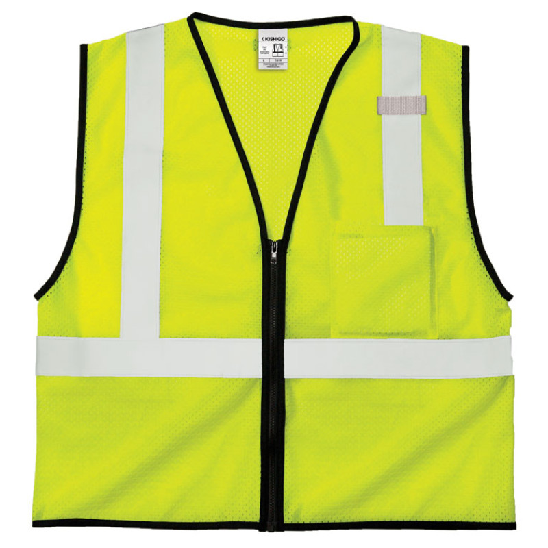 Kishigo 1519 Single Pocket Zipper Mesh Vest - Economy [Lime]