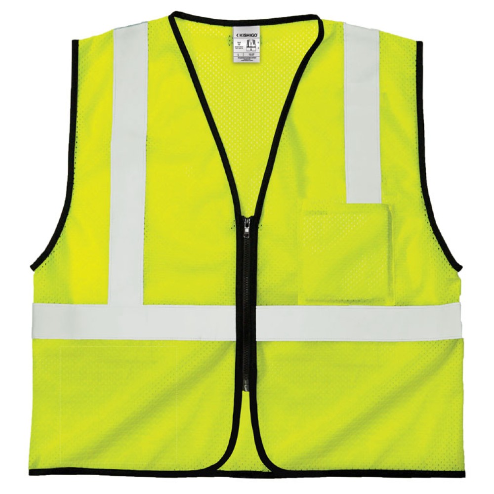 Kishigo 1537 Double Pocket Zipper Mesh Vest - Economy [Lime]
