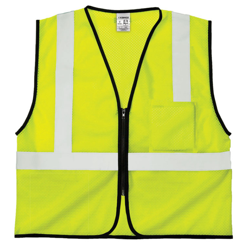 Kishigo 1537 Double Pocket Zipper Mesh Vest - Economy [Lime]