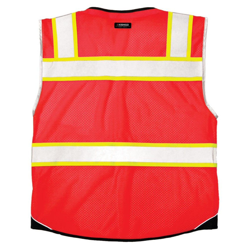 Kishigo Premium Black Series Black Bottom Vest [Fluorescent Red]