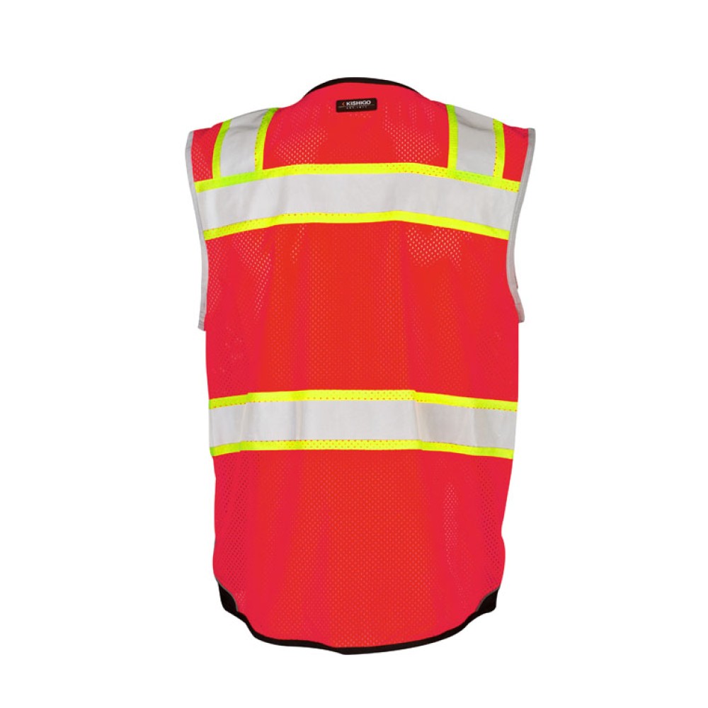 Kishigo Premium Black Series Black Bottom Vest [Fluorescent Red]