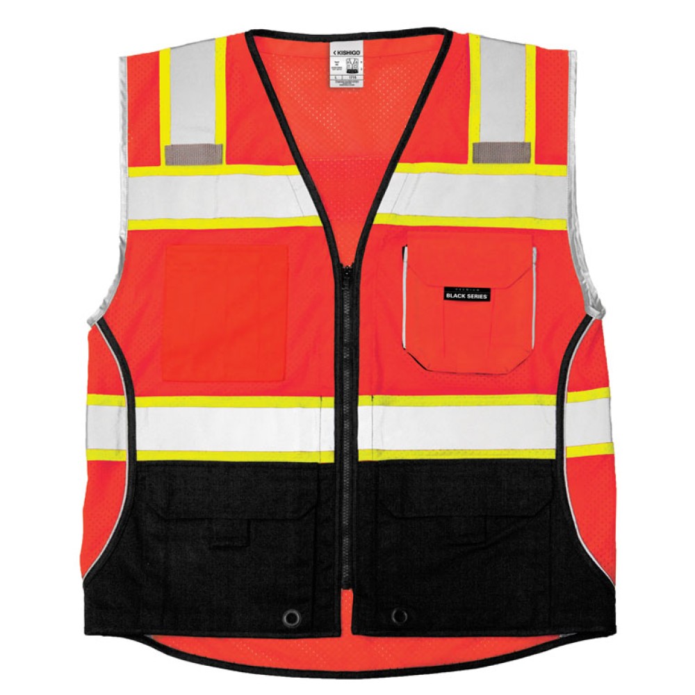 Kishigo Premium Black Series Black Bottom Vest [Fluorescent Red]
