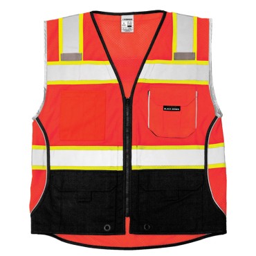 Kishigo 1515 Premium Black Series Black Bottom Vest [Fluorescent Red]