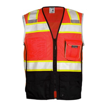Kishigo 1515 Premium Black Series Black Bottom Vest [Fluorescent Red]
