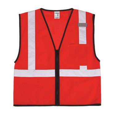 Kishigo 1519 Single Pocket Zipper Mesh Vest - Economy [Fluorescent Red]