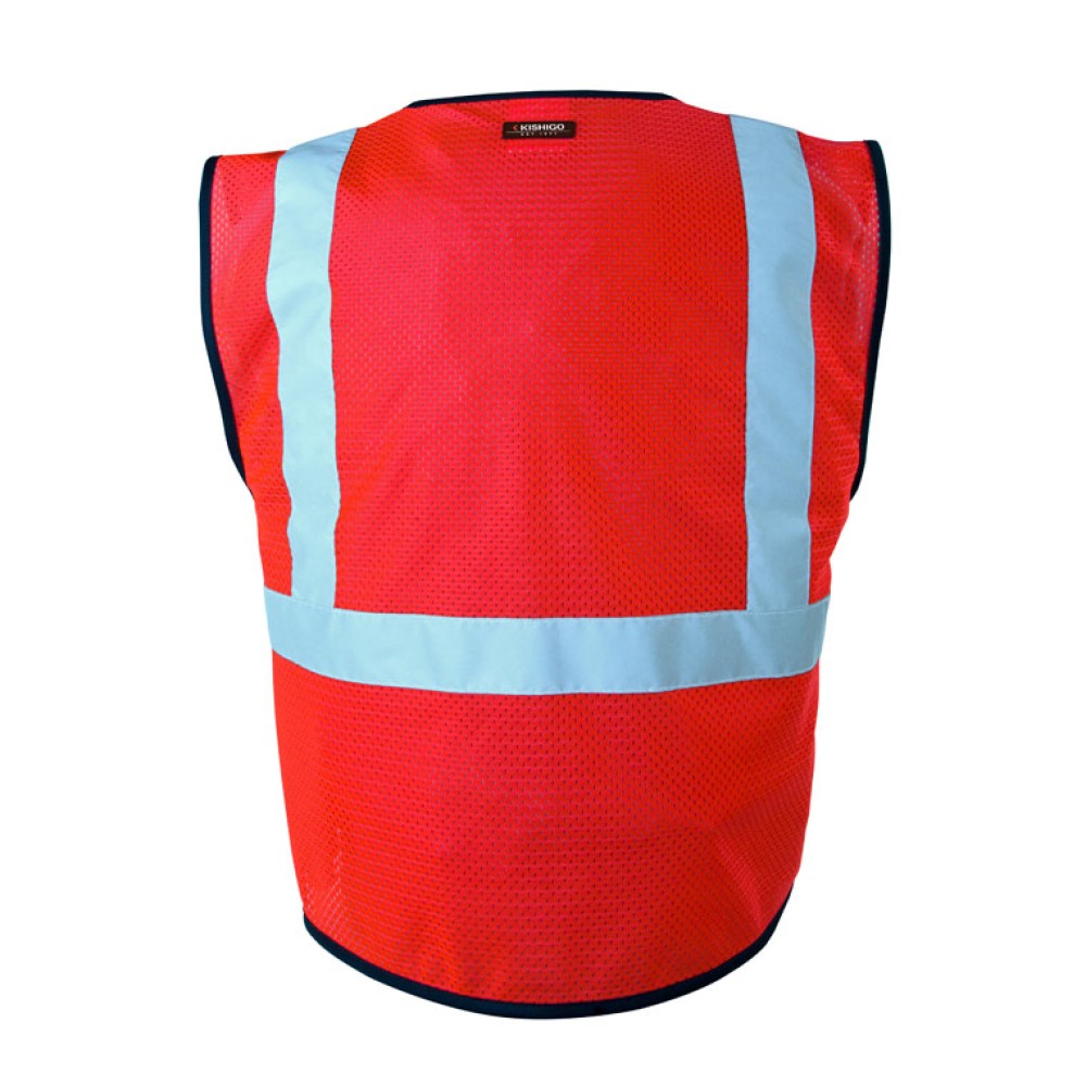 Kishigo Single Pocket Zipper Mesh Vest - Economy [Fluorescent Red]
