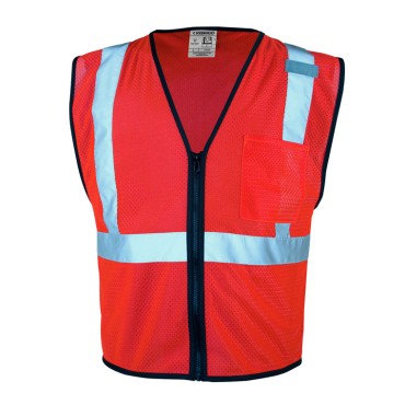 Kishigo 1519 Single Pocket Zipper Mesh Vest - Economy [Fluorescent Red]