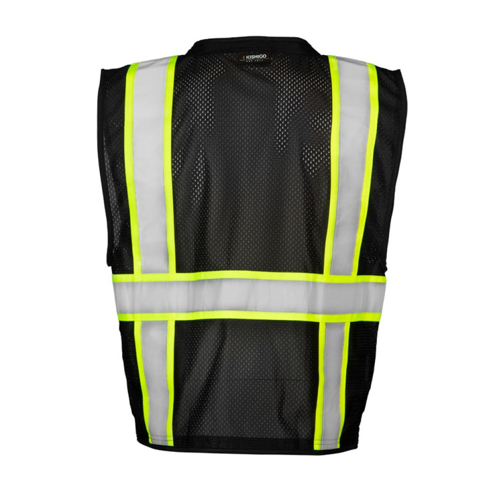 Kishigo B100 Enhanced Visibility Multi Pocket Mesh Vest [Black]