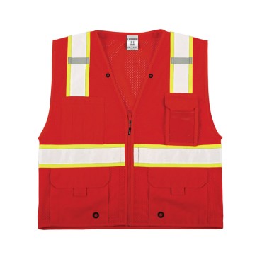 Kishigo B100 Enhanced Visibility Multi Pocket Mesh Vest [Red]