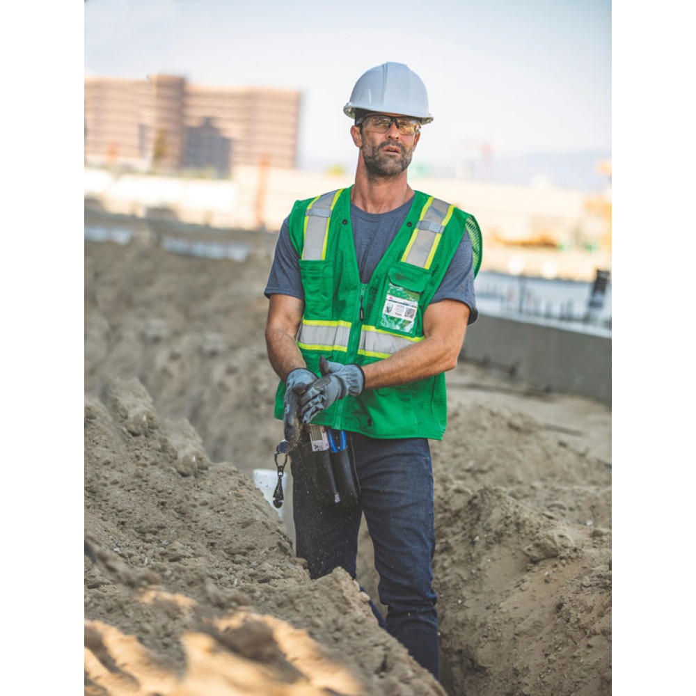 Kishigo B100 Enhanced Visibility Multi Pocket Mesh Vest [Green]