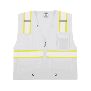 Kishigo B100 Enhanced Visibility Multi Pocket Mesh Vest [White]