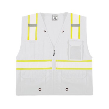 Kishigo B100 Enhanced Visibility Multi Pocket Mesh Vest [White]