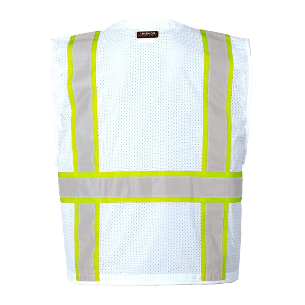 Kishigo B100 Enhanced Visibility Multi Pocket Mesh Vest [White]