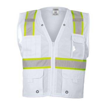 Kishigo B100 Enhanced Visibility Multi Pocket Mesh Vest [White]