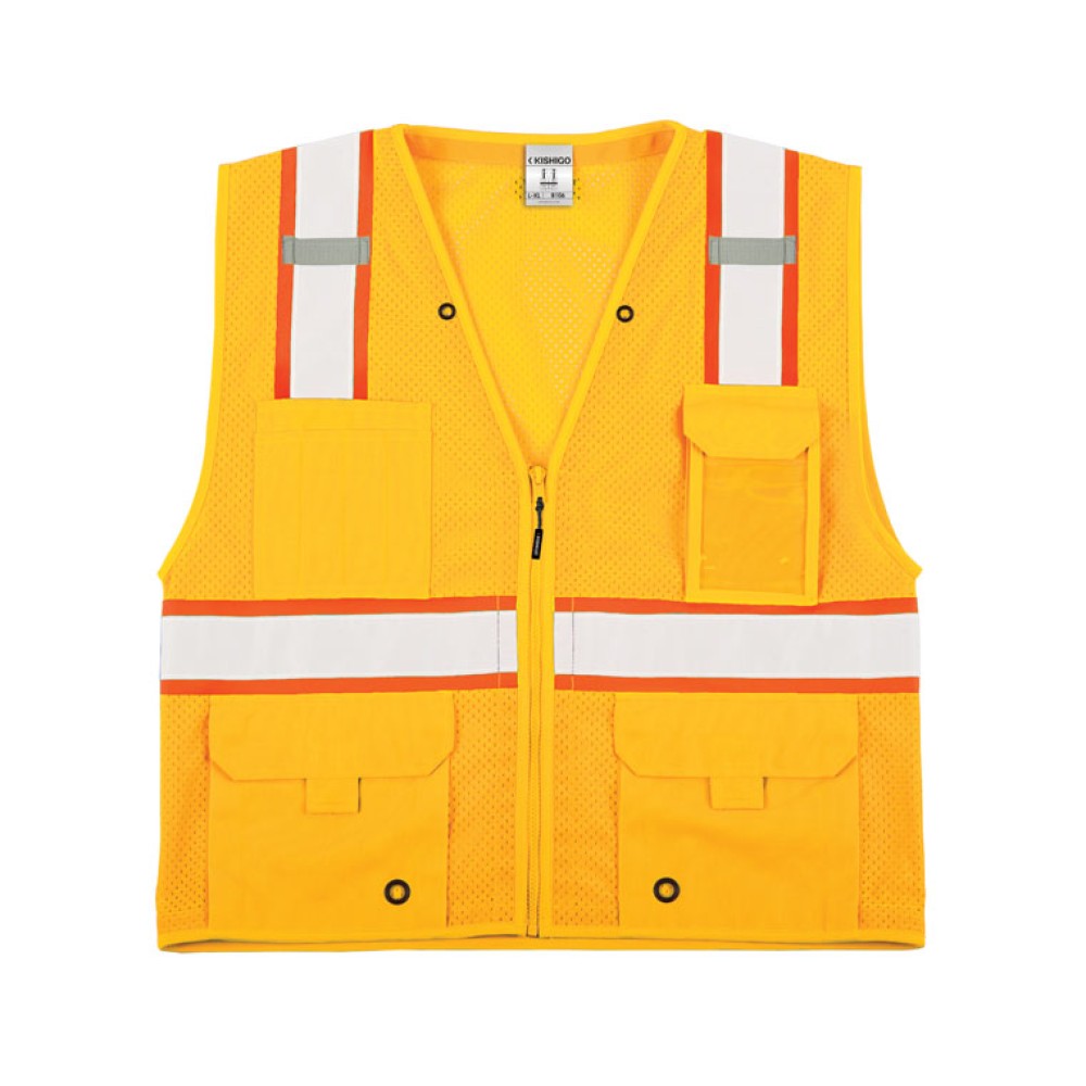 Kishigo B100 Enhanced Visibility Multi Pocket Mesh Vest [Yellow]