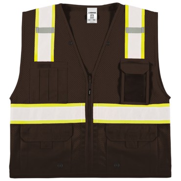 Kishigo B100 Enhanced Visibility Multi Pocket Mesh Vest [Brown]