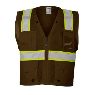 Kishigo B100 Enhanced Visibility Multi Pocket Mesh Vest [Brown]
