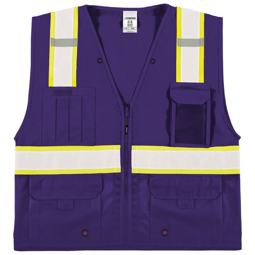 Kishigo B100 Enhanced Visibility Multi Pocket Mesh Vest [Purple]