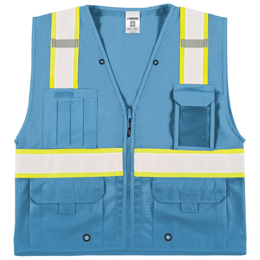 Kishigo B100 Enhanced Visibility Multi Pocket Mesh Vest [Electric Blue]