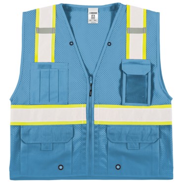 Kishigo B100 Enhanced Visibility Multi Pocket Mesh Vest [Electric Blue]