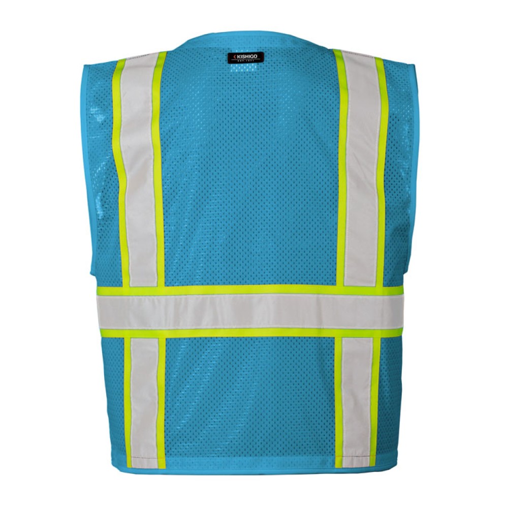 Kishigo B100 Enhanced Visibility Multi Pocket Mesh Vest [Electric Blue]