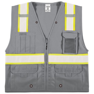 Kishigo B100 Enhanced Visibility Multi Pocket Mesh Vest [Gray]