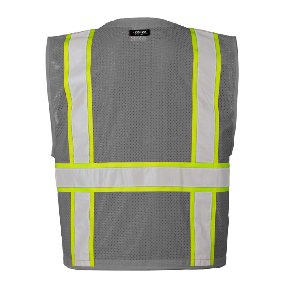 Kishigo B100 Enhanced Visibility Multi Pocket Mesh Vest [Gray]