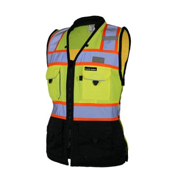 Kishigo S5021 Premium Black Series Women's Heavy Duty Surveyors Vest [Lime]