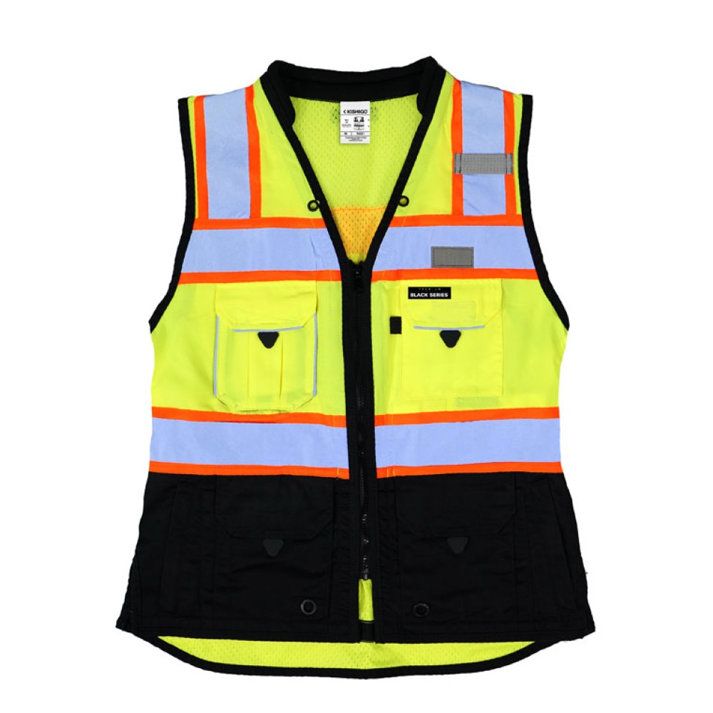Kishigo S5021 Premium Black Series Women's Heavy Duty Surveyors Vest [Lime]