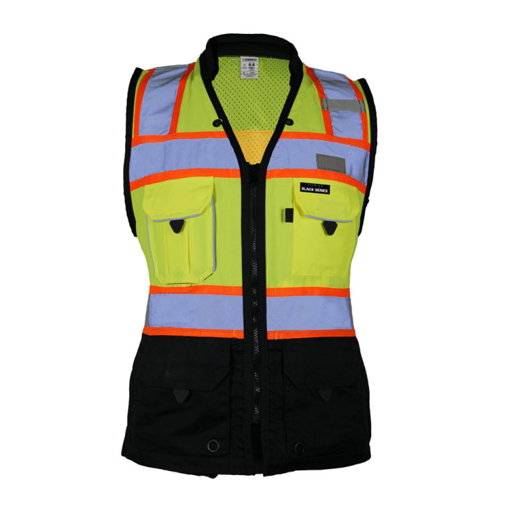 Kishigo S5021 Premium Black Series Women's Heavy Duty Surveyors Vest [Lime]