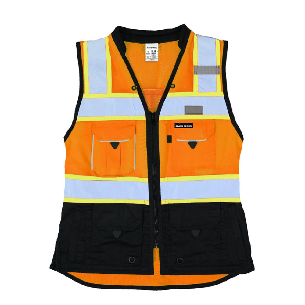 Kishigo S5021 Premium Black Series Women's Heavy Duty Surveyors Vest [Orange]