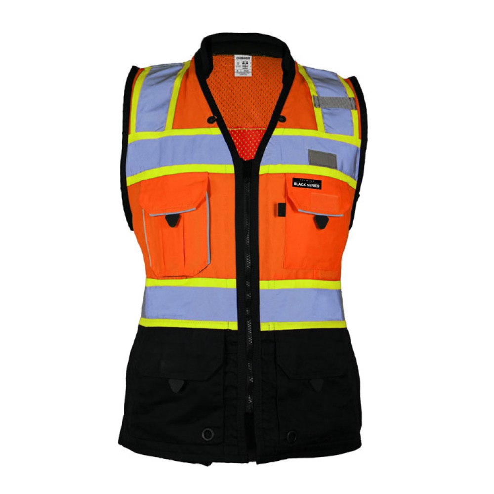 Kishigo S5021 Premium Black Series Women's Heavy Duty Surveyors Vest [Orange]
