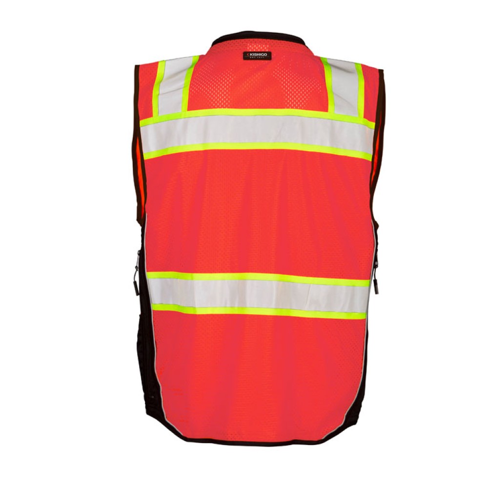 Kishigo S5002 Premium Black Series Surveyors Vest [Fluorescent Red]
